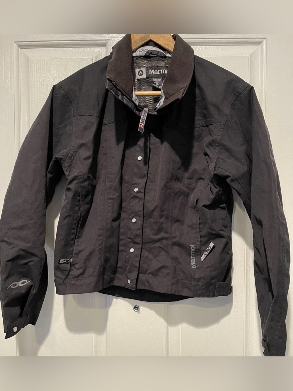 Marmot Black Softshell Women's Jacket Full Zip Hood Wind Water Resistant XS